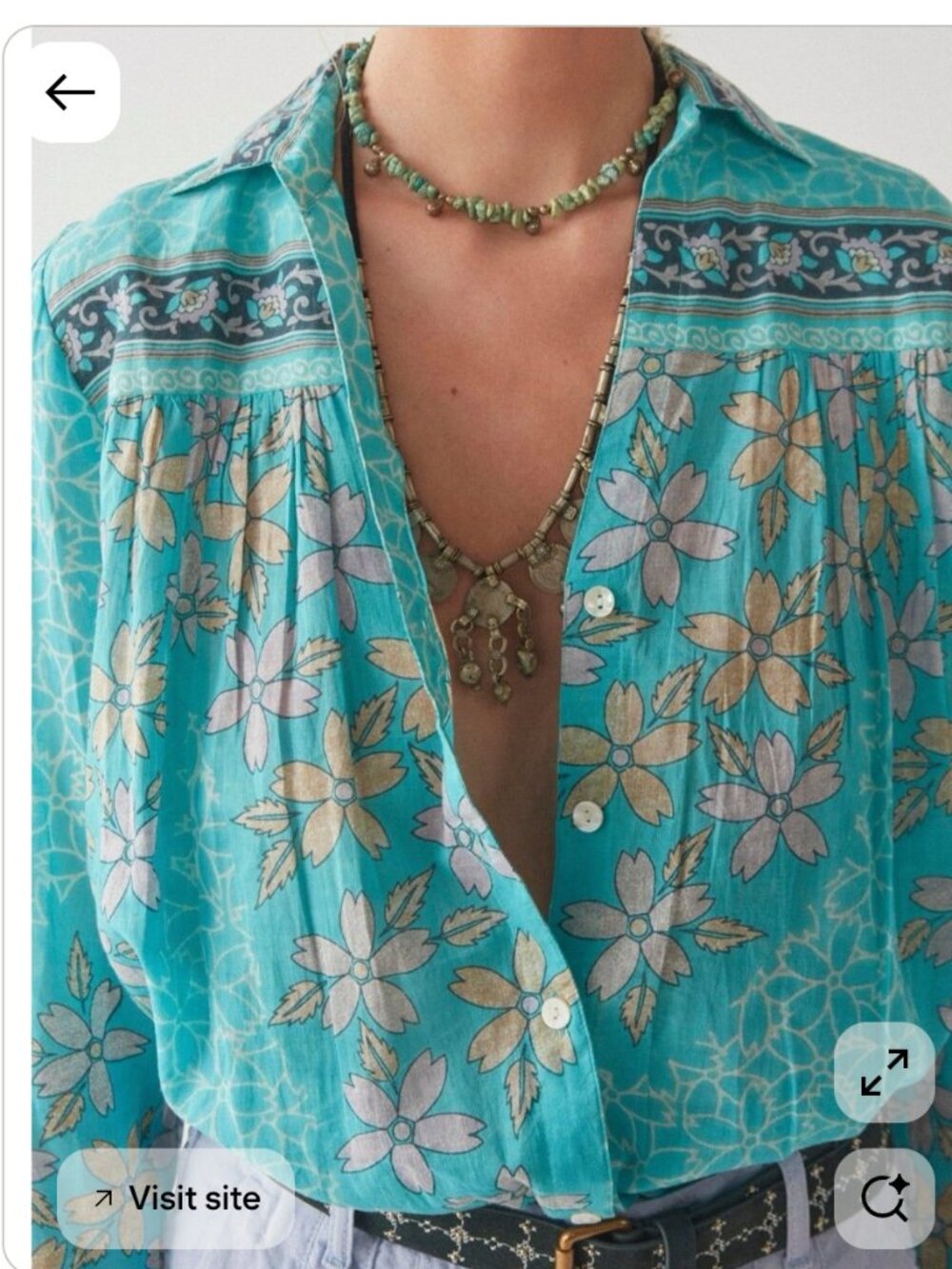 NWT Maison Hotel Bruna Blouse Bay Aqua 100% Cotton